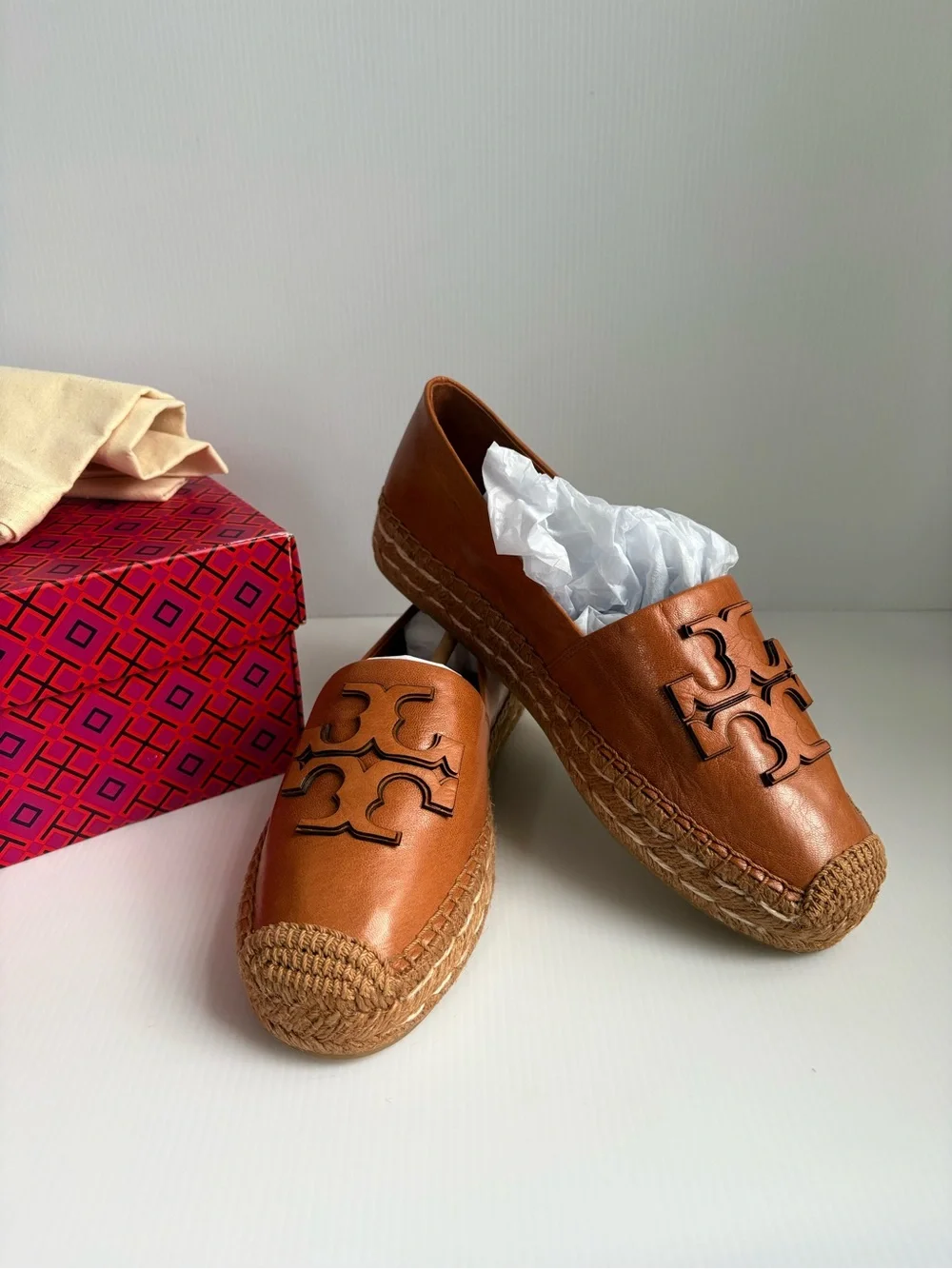 Tory Burch Women's INES Platform Espadrilles Tan 8.5 NIB